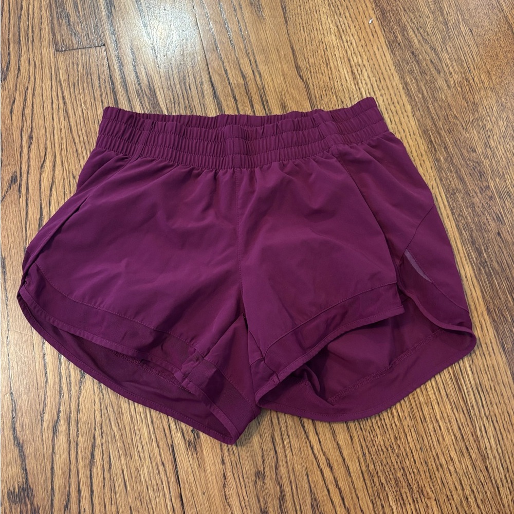 Athleta Purple Mesh Racer Run Mid Rise Short